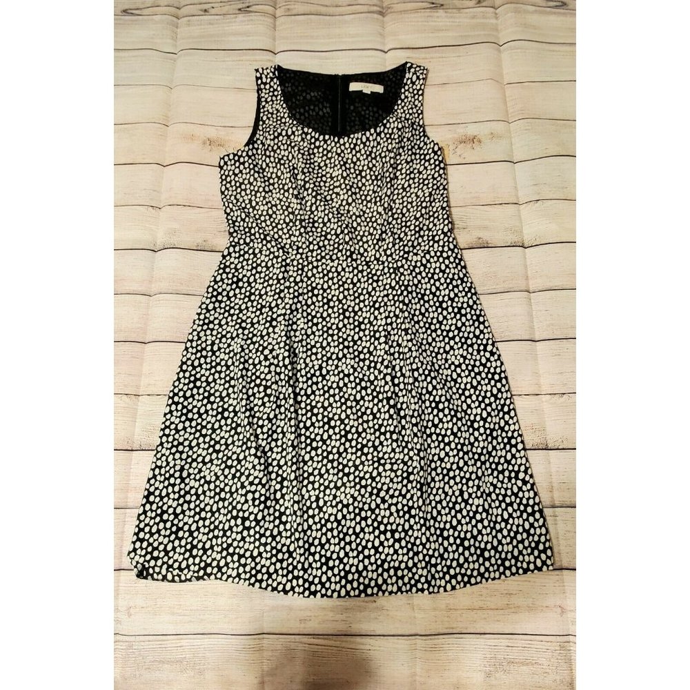 Ann Taylor Loft Size 10 White Black Polka Dot Sleeveles Dress